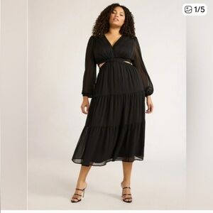 Sofia by Sofia Vergara Black Sheer Sleeve Maxi Dress 3X